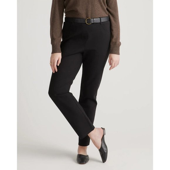 Quince Pants - Quince Black Ultra-Stretch Ponte 4-Pocket Pant Straight Leg M Regular 30" Womens